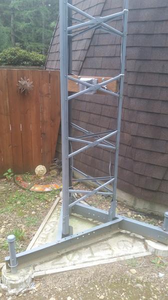 20161024_091049.jpg - The finished base of the tower, showing the electrical box that is mounted in a convienent place on the tower.